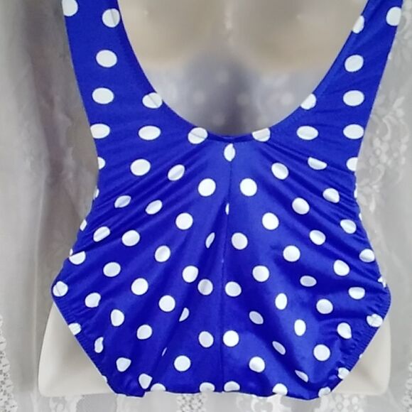 VINTAGE LE GOVE TM POLKA BLUE WHITE MACE IN U.S.A WOMEN SWEMWEAR SIZE 4 - Picture 4 of 11